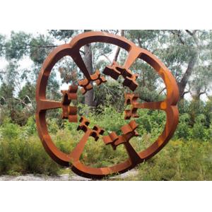 China Oxide Color Rusty Garden Sculptures , Metal Garden Flowers Sculpture 150cm Heigh wholesale