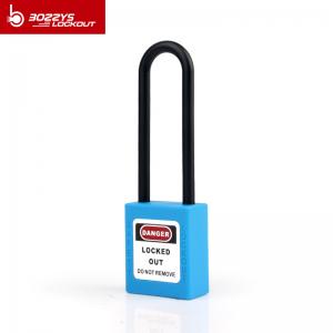 2018 BOSHI Most Popular Plastic long nylon shackle safety padlock for industrial safety