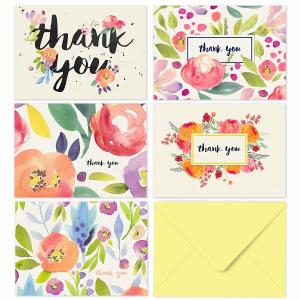 36 Bulk Custom Size Paper Greeting Card , Watercolor Flower Card With Envelopes