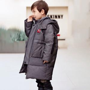China Bilemi Camel Solid Color Boys Parkas Fashion Warm Long Down Jacket Kids Winter Coats supplier