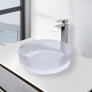 No Overflow Countertop Mounted Glass Wash Basin In Acid Matt Bottom