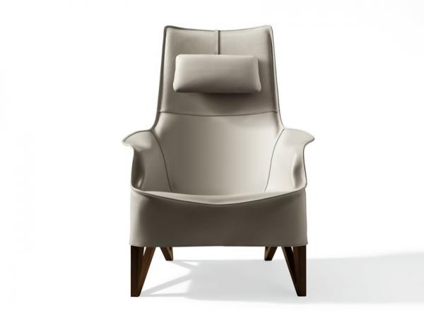 Removable MOBIUS Tan Leather Armchair , Luxury White Leather Armchair
