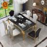 Solid Surface Marble Top Dining Table Set 6 Seater Rectangle Shaped