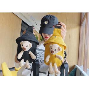Lovely accessories Canvas bear bag kids cute cartoon shoulder chest bag ins popular personality crossbody bag