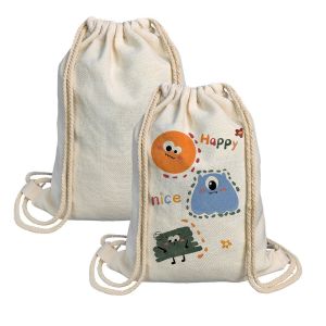 Custom Sublimation Linen Drawstring Backpack 40*30cm Promotional Drawstring Bag