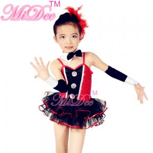 China Children'S Dance Clothes Black Red Sequin Tutu Skirt  For Solo Performance supplier