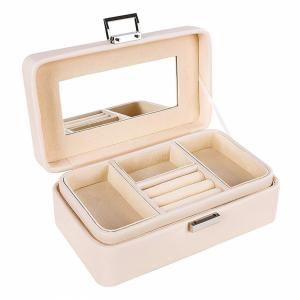 Rigid Modern Jewelry Box 2 Layer Organizer Mirror Jewelry Storage Box 21x12x8 Cm