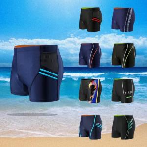 Quick Drying Mens Training Swim Trunks Anti Embarrassment Boxer Male Swimsuits
