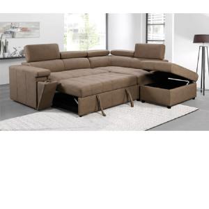 multiple color breathable fabric cup holder 2 seater+corner+ottoman KD headrest USB sectional sofa come bed furniture