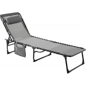 Chaise Lounge Chair extérieure se pliante, 5-Position plage réglable, prenant un bain de soleil, patio, piscine, pelouse, portatif plat de configuration