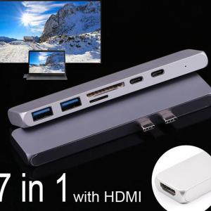 Dual USB C Hub Macbook Pro 2017/2016 13" 15" Accessories Thunderbolt 3 Hub Adapter Type-C Dock MicroSD/SD Card Reader