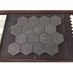 China Honed Finish Hexagon Basalt Floor Tiles Mesh , Marble Mosaic Floor Tile supplier
