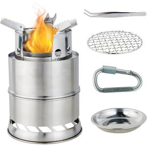 Mini Portable Wood Burning Stove, Camping Stove Foldable Stainless Steel Backpacking Cookware Rocket Stove