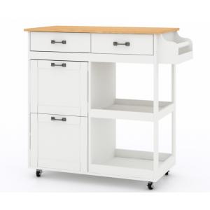 China OEM ODM Movable Kitchen Island with Drawers and Lighting supplier