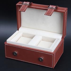 Luxury Waterproof Velvet Double Watch Box Brown Rectangle Durable For Men'S Watches