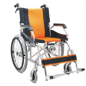 Hot sale new model 2021 year aluminum wheelchair fixed armrest blue and orange color seat back mesh cloth model GT-863L