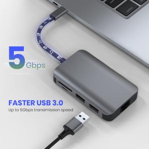 China Plastic 4 Port USB 3.0 Hub Driver , USB Type C Hub With Ethernet Adapter supplier