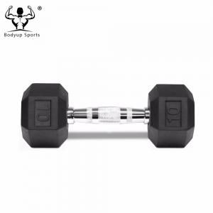 Gym Crossfit Black Rubber Hex Dumbbell for Workouts