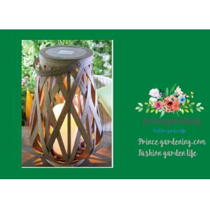 China Rattan Solar Lantern Cross Weaving , Medium Garden Solar Powered Led Lights wholesale