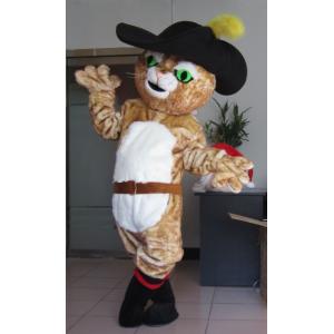 China Puss in boots cat cartoon character mascot costumes for adult with good ventilation supplier