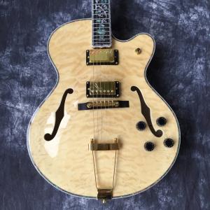 High quality, color jazz L5 electric guitar, wood, gold rocker, fingerboard flower mosaic. Real photos, wholesale and re