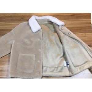 China Fashionable Faux Shearling Fur Coat Winter Beige Fur Leather Jacket Womens supplier