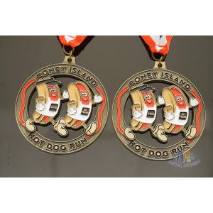 China Hot Dog Running Custom Sports Medals Antique Gold Plating Size 50.8*3mm supplier