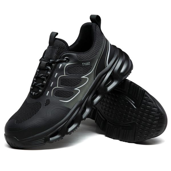 BOA Rotating Button Work Shoes TPU Flying Knit Black Industrial Safety Shoes With Kevlar Mid Sole And Anti-smash EVA Sole