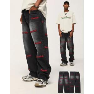                  Streetwear Men&prime;s Pant Blank Baggy Denim Distressed Vintage Stacked Flare Jeans Pants             