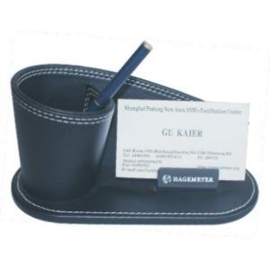 China Hotel Guestroom Leather  Name Card  And Pen Holder supplier