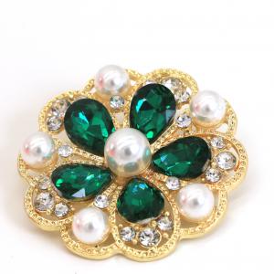 Golden round pearl brooch , womens brooch pins Petal Shape 4.8cm Size
