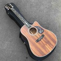 China Factory Cutaway 41 Inch KOA Wood Acoustic Electric Guitar Ebony Fingerboard Abalone Inlays D Style KOA Guitar on sale