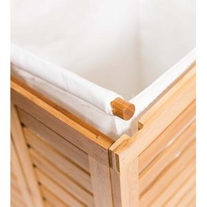 China Durable Bamboo Home Furniture Wood Double Laundry Hamper Clothing Organizer supplier