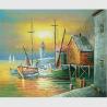 China Sailling Boats Oil Painting Harbor , Modern Sunset Landscape Painting wholesale