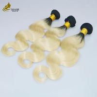 China Colored Ombre Weft Hair Extensions Curly Ponytail Extension 1B Body Wave on sale