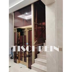 VVVF Drive EN115 Marble Floor Low Pit Home Lift Elevator 1.0m/s 0.5m/s 300kg -450kg Steel Structure Hoistway Glass Cabin