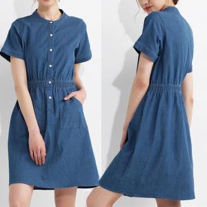 China Women Summer Clothing 100 % Cotton Denim Dress supplier