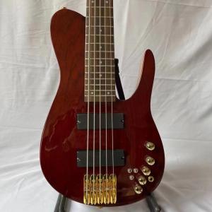 Custom Natural Wood Burl 5 Strings Electric Bass Guitar Maple Neck Through Ash Body