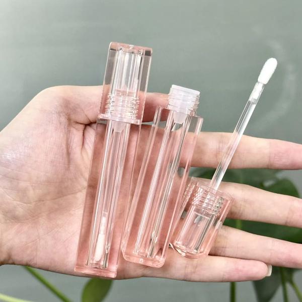 Tubos de labios de plástico transparentes cuadrados, todos claros, contenedor vacío