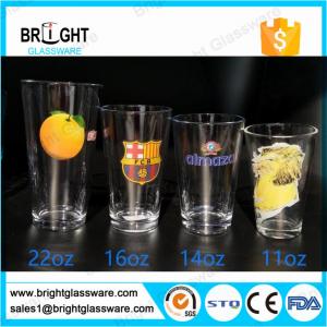 clear 22oz 16oz 14oz 11oz water glass tumbler with customized decal logo