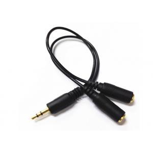 China Gold Plated Y Splitter Cable / Audio Video Cable Right Angle 3.5 Mm Diameter supplier