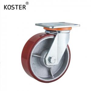 China Heavy Duty Red PU Iron Core Caster Wheels 4inch/5inch/6inch/8inch with Brake Included supplier