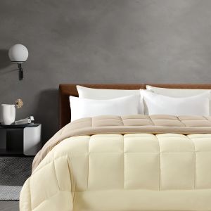 China ベージュ色 双色 マイクロファイバー コンフォーター キングサイズ 柔らかい 洗える 白色 マイクロファイバー コンフォーター on sale