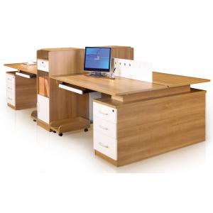 Light Cherry 4 Seat Office Workstation Desk / Partition Workstation Table
