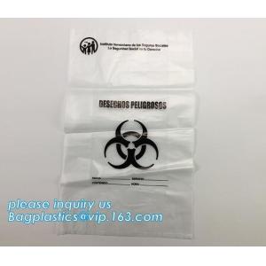 China Os linhos que sujados o lixo ensaca o volume amarelo do laço do cordão fixaram o preço de sacos resistentes do Biohazard pelo Biohazard do rolo infeccioso supplier