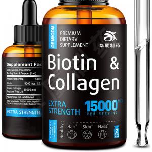 Private Label Biotin Hair Growth Drops Liquid Collagen Supplement