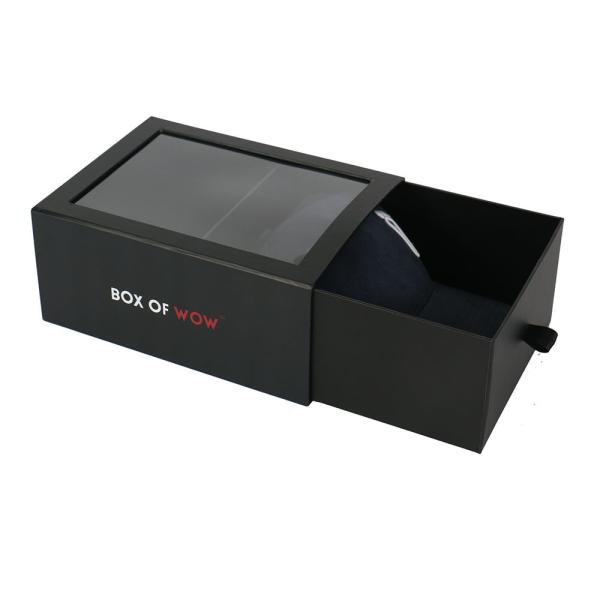 Luxury Hard Cardboard Pull Out Sliding Drawer Custom Hat Boxes Packaging With Clear Window