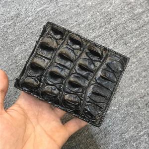 China Authentic Exotic Real Alligator Leather Men's Short Card Holders Genuine Crocodile Skin Male Small Bifold Wallet supplier