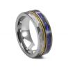 China 8mm Fashion Men's Guitar String Silver Tungsten Ring with Blue Sandstone Inlay Third Party Appraisal Diamond Shape Other wholesale