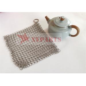 Faster Chain Mail Scrubber With Wood Pulp Sponge For Cast Iron Skillet